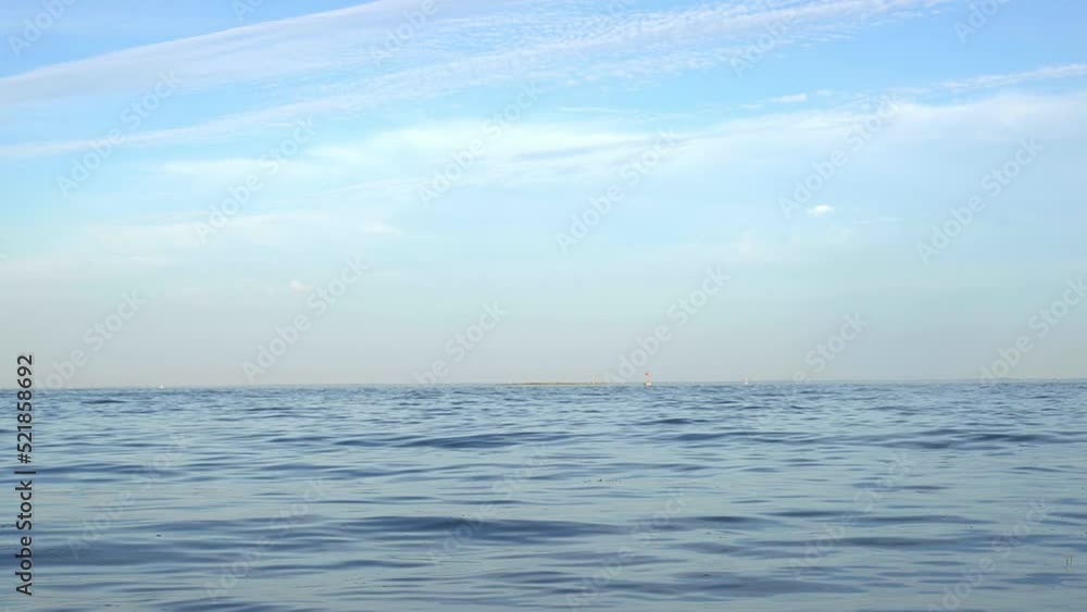 Ocean horizon view with blue sky and clouds in nice day