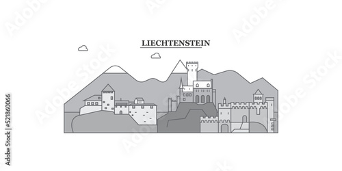 Liechtenstein city skyline isolated vector illustration, icons