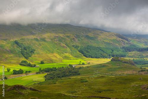 View of the Hardknott Pass, Cumbria, England.