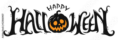 Happy Halloween Text Banner design, Vector