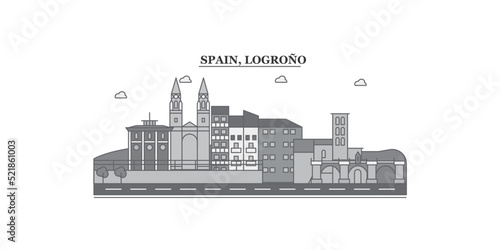 Spain, Logrono city skyline isolated vector illustration, icons