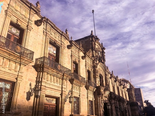 Sunlight illuminating the facade of the old Government Palace, Guadalajara Mexico photo