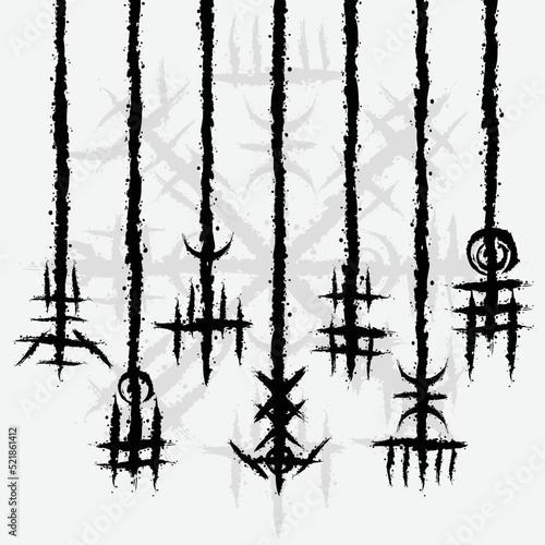 Norse viking black brush symbol lines