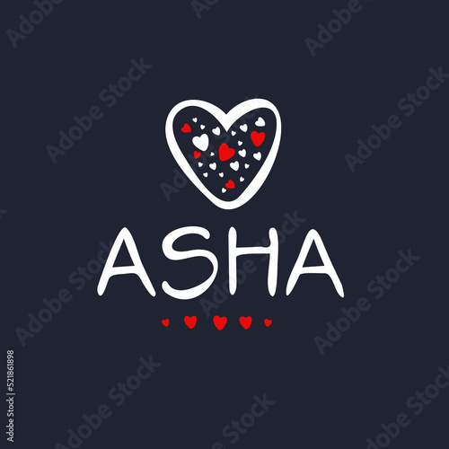 (Asha) Calligraphy name, Vector illustration.