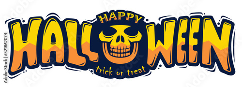 Happy Halloween Text Banner, Vector