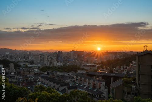 Sunset in Taiwan with sunshine 