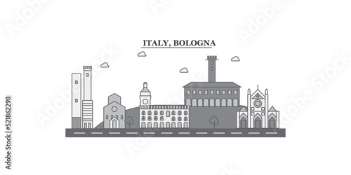 Italy, Bologna city skyline isolated vector illustration, icons