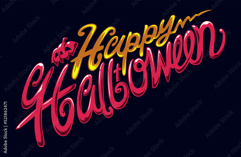 Obraz premium Happy Halloween Text Banner, Vector