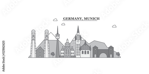 Germany, Munich city skyline isolated vector illustration, icons