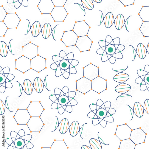 Science laboratory chemistry seamless pattern design graphic element illustration