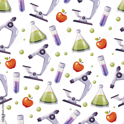 Science laboratory chemistry seamless pattern design graphic element illustration