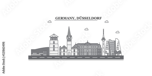 Germany, Dusseldorf city skyline isolated vector illustration, icons