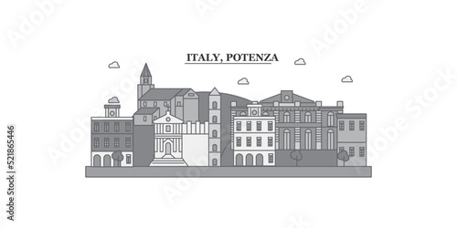 Italy, Potenza city skyline isolated vector illustration, icons