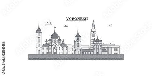 Russia, Voronezh city skyline isolated vector illustration, icons photo