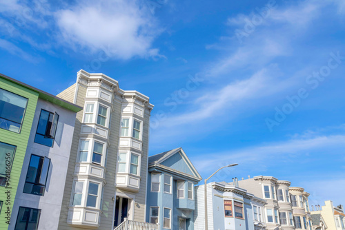 Suburban neighborhood in San Francisco, California with townhomes