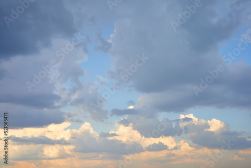 Blue dawn sky with clouds