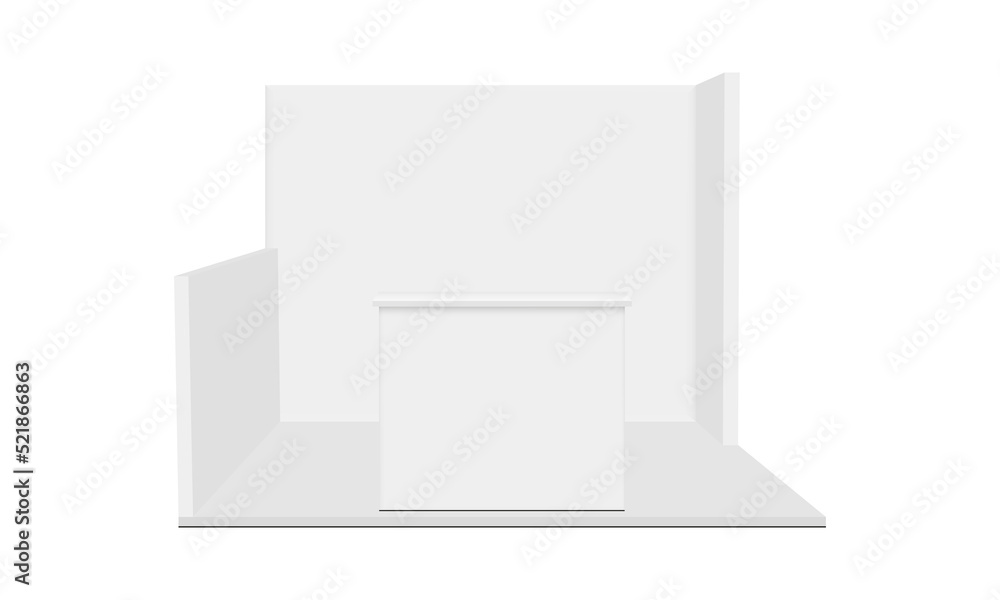 Blank Exhibition Trade Show Booth Mockup with Table, Front View. Vector Illustration Blank Exhibition Trade Show Booth Mockup with Table, Front View. Vector Illustration