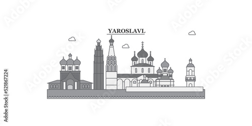 Картината върху платно Russia, Yaroslavl city skyline isolated vector illustration, icons