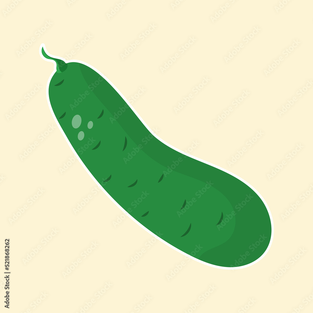 Cucumber in flat style. Cute cucumber in cartoon style. Vector