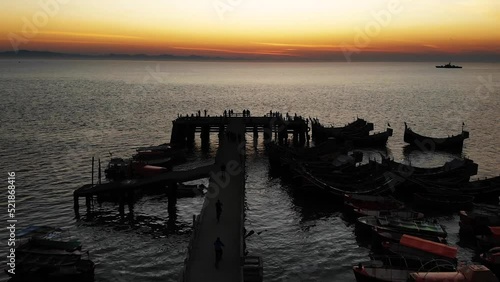 Aerial view of the St. Martin's Island, locally known as Narikel Jinjira, is the only coral island and one of the most famous tourist spots of Bangladesh. photo