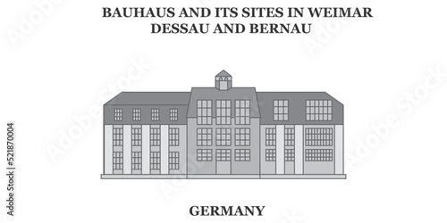 Germany, Weimar,Bauhaus city skyline isolated vector illustration, icons