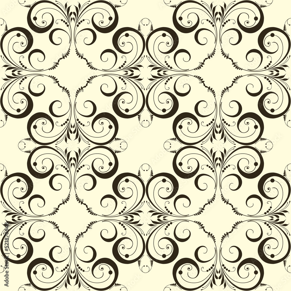 Seamless background of decorative geometrical elements from tendrils and leaves Seamless background of decorative geometrical elements from tendrils and leaves