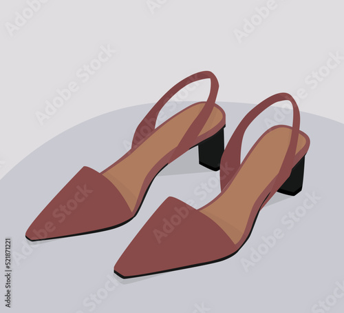 Vector flat image of women's summer shoes. Elegant mules with heels in pastel color. Design for postcards, avatars, posters, backgrounds, templates, textiles, banners.