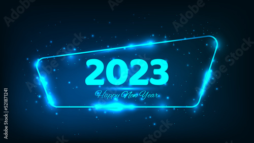 2023 Happy New Year neon background