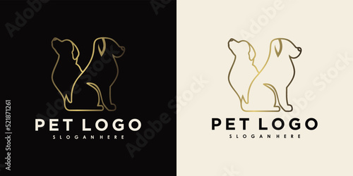pet logo design with creative element dog and cat