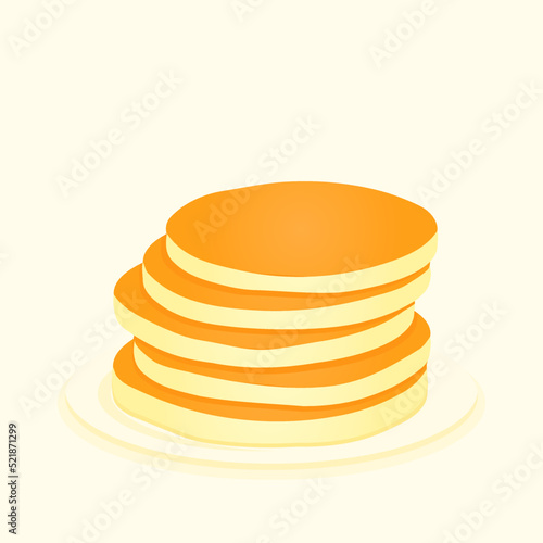 Simple pancakes on plate in flat design. Baking, breakfast concept. Vector illustration