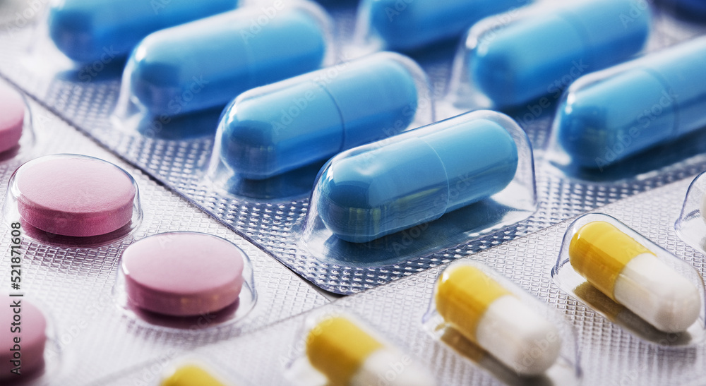 Pills in plastic package. Concept of healthcare and medicine. Pills in plastic package. Concept of healthcare and medicine.