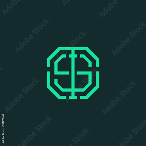 Modern logo with a unique "S" letter in the middle isolated on a blue background