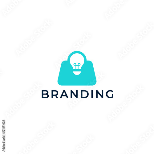Beautiful bulb shape in the middle with branding word isolated on a white background-great as a logo