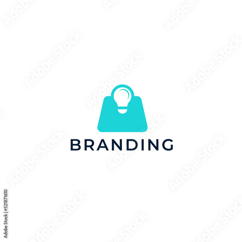 Beautiful bulb shape in the middle with branding word isolated on a white background-great as a logo
