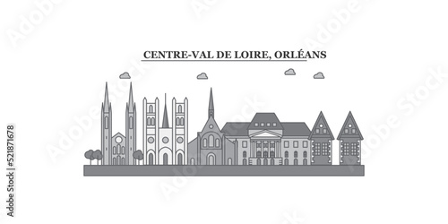 France, Orleans city skyline isolated vector illustration, icons photo
