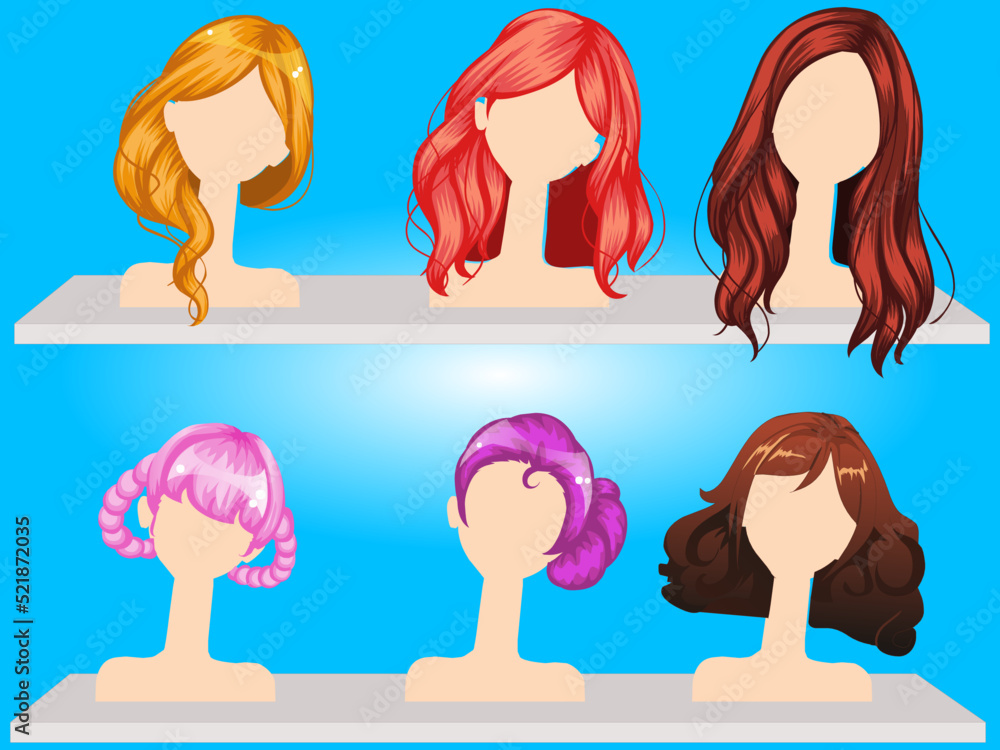 Set Of Sex Cool Hairstyles Vector Female Hair Vector Collection Vector 