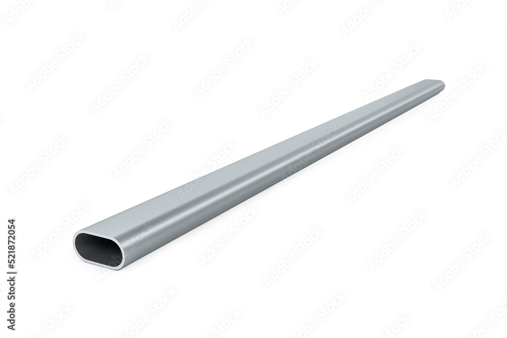Single oval steel tube isolated on white background - 3d illustration Single oval steel tube isolated on white background - 3d illustration