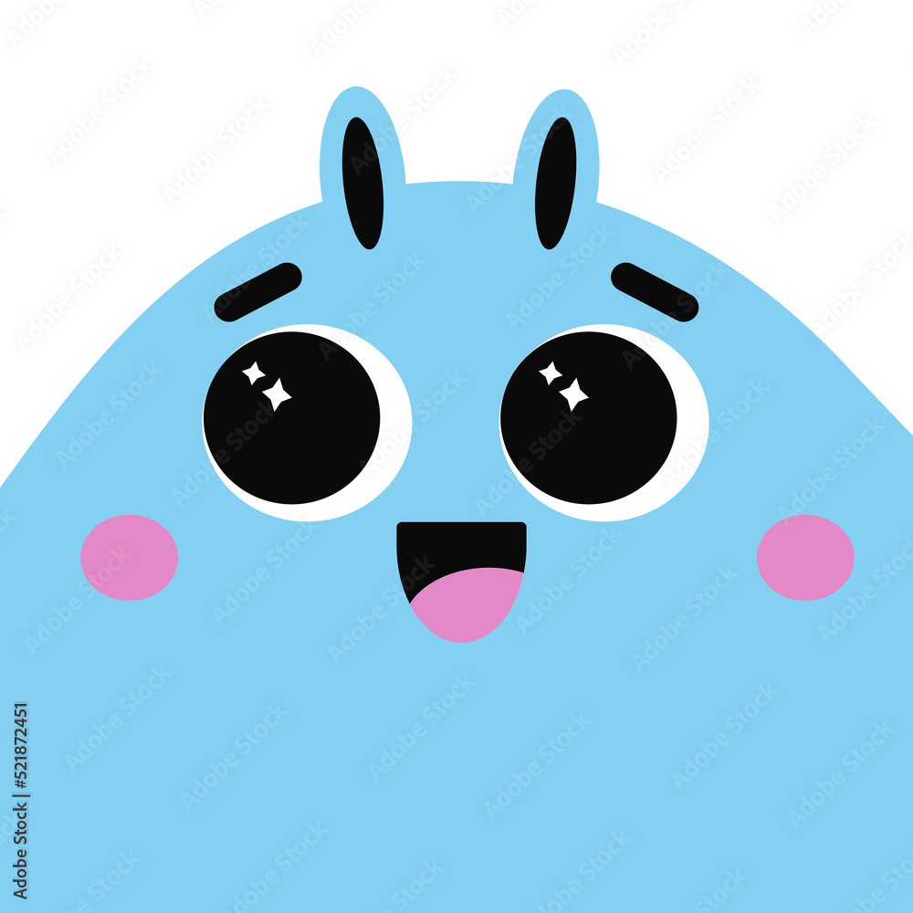 Cute avatar with happy moster. Bizzare kind character in flat style. Portrait with adorable childish creature. User picture with comic beast for kids Cute avatar with happy moster. Bizzare kind character in flat style. Portrait with adorable childish creature. User picture with comic beast for kids