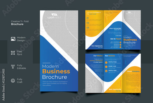 Creative corporate trifold brochure template  trifold layout with editable a4 size vector illustration format