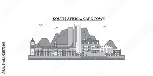 South Africa, Cape Town city skyline isolated vector illustration, icons