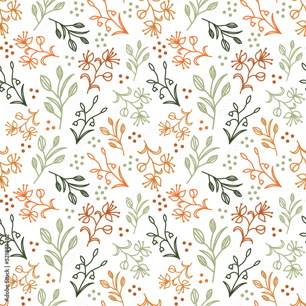 custom made wallpaper toronto digitalModern seamless pattern with leaves, flowers and floral elements. Autumn pattern design. Good for printing. Vector wallpaper.