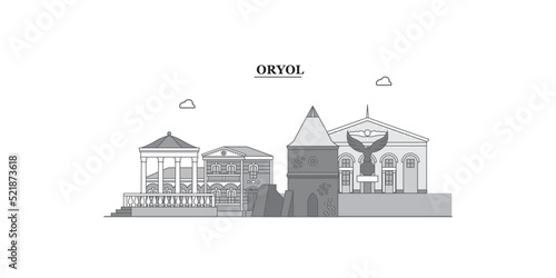 Russia, Oryol city skyline isolated vector illustration, icons photo
