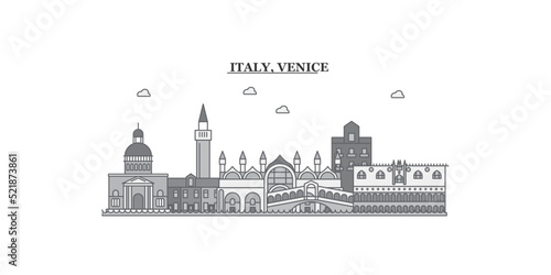Italy, Venice city skyline isolated vector illustration, icons
