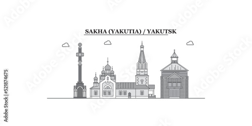 Russia, Yakutsk city skyline isolated vector illustration, icons photo