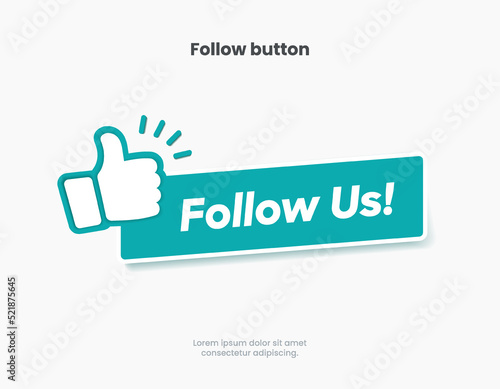 Follow us sticker button label badge flag sign symbol for mobile app, website, UI UX, promotion. High quality vector illustration EPS10