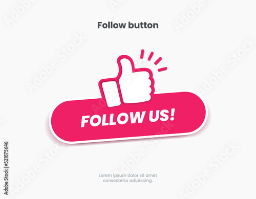 Follow us sticker button label badge flag sign symbol for mobile app, website, UI UX, promotion. High quality vector illustration EPS10