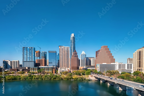 Downtown Austin Texas skyline with view of the Colorado river © Tierney
