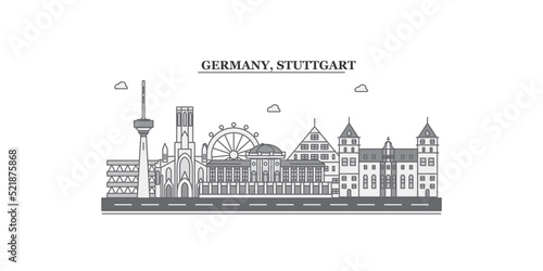 Germany, Stuttgart city skyline isolated vector illustration, icons