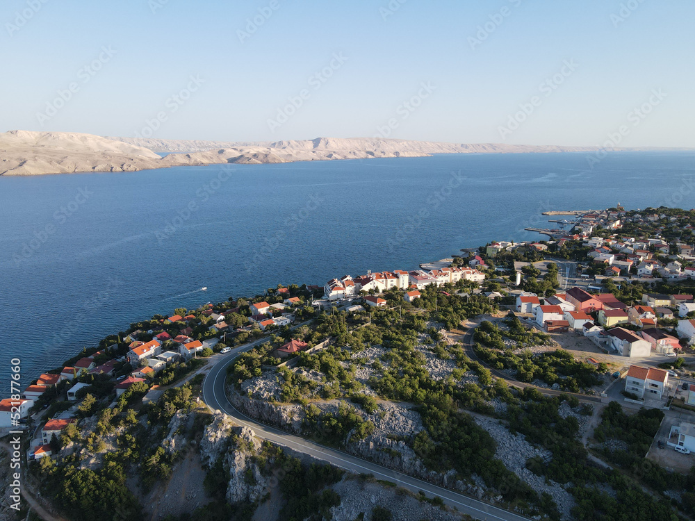 Scenic view to Karlobag small town on Adriatic sea in Croatia