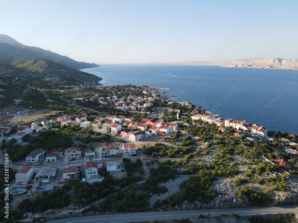 Scenic view to Karlobag small town on Adriatic sea in Croatia